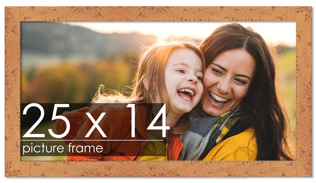 Shabby Chic Orange Picture Frame - UV Acrylic, Backing Board, Hanging Hardware Included